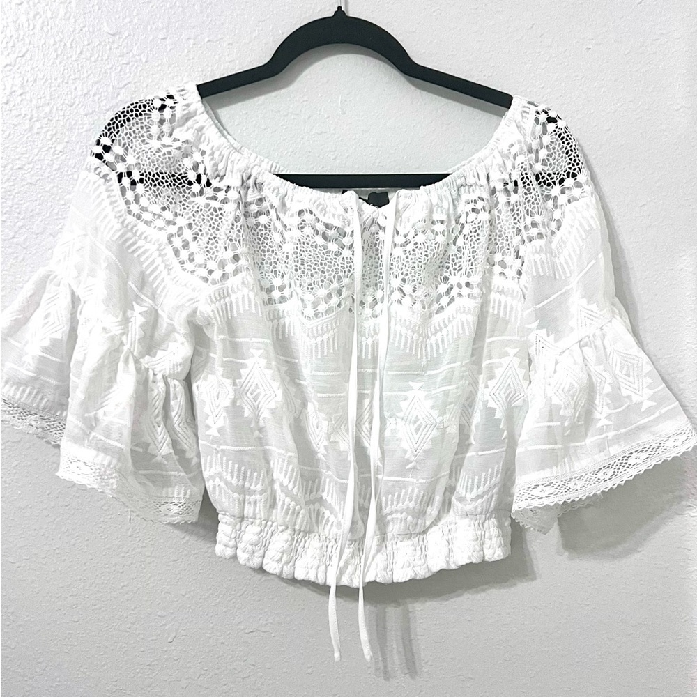 Lulu's White Lace Blouse